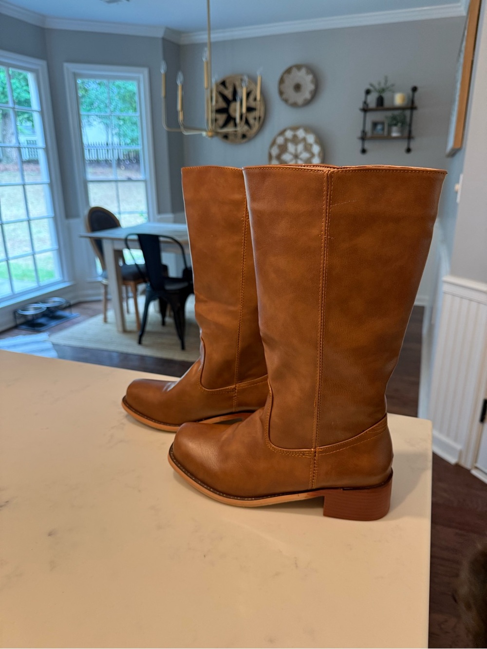 Classic Women's Tall Leather-look Riding Boots - Brown